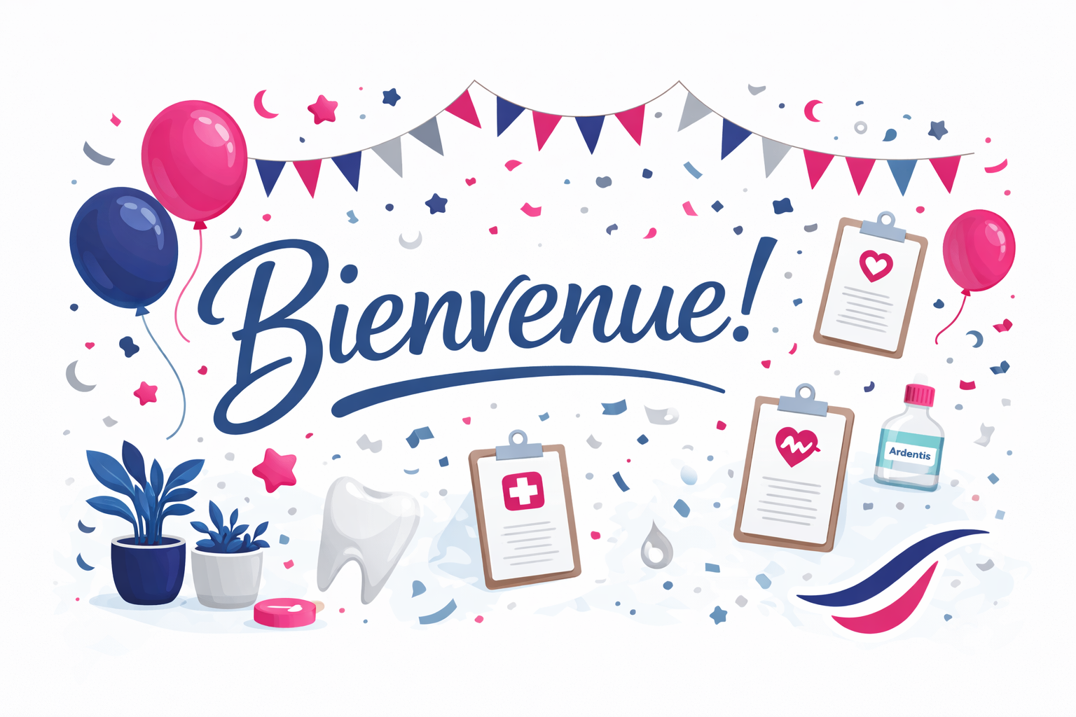 Illustration de bienvenue pour l’arrivée d’un nouveau praticien chez Ardentis