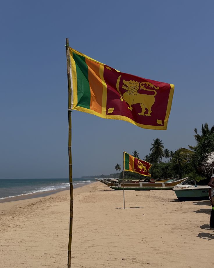 Drapeau du Sri Lanka sur une plage
